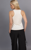 Cora Crew Cotton Silk Cashmere Racer Tank – Soft, Luxurious & Breathable Essential